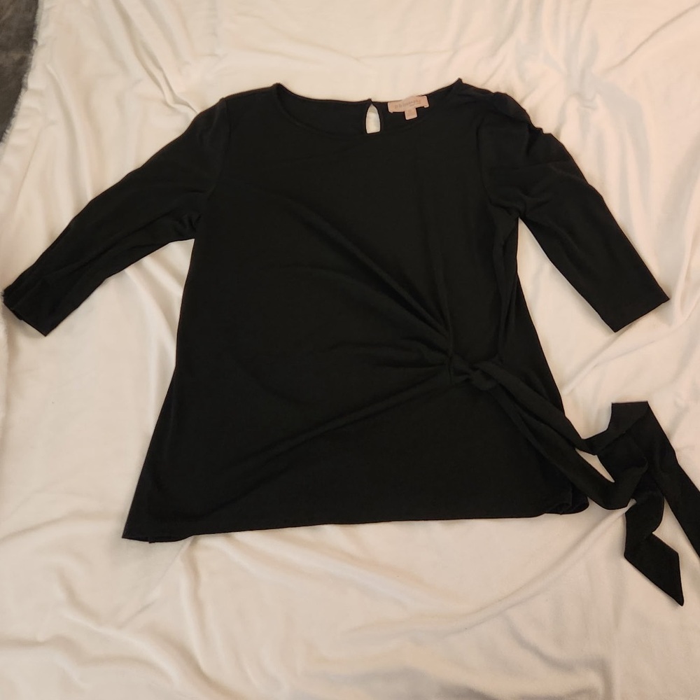 Philosophy Black Women's Blouse with Side Bow SZ XL
